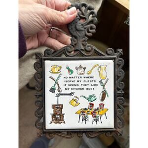Cast Iron Trivet Kitchen with Rooster